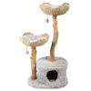 Tree Trunk Rattan Weaving Flower Shaped Multi-Layer Cat Jumping Platform Durable Cat Tree Ladder Style Cat Climbing Frame Wear-Resistant Cat Scratching Pole Cat Scratching Post With Hanging Toy - Image 3